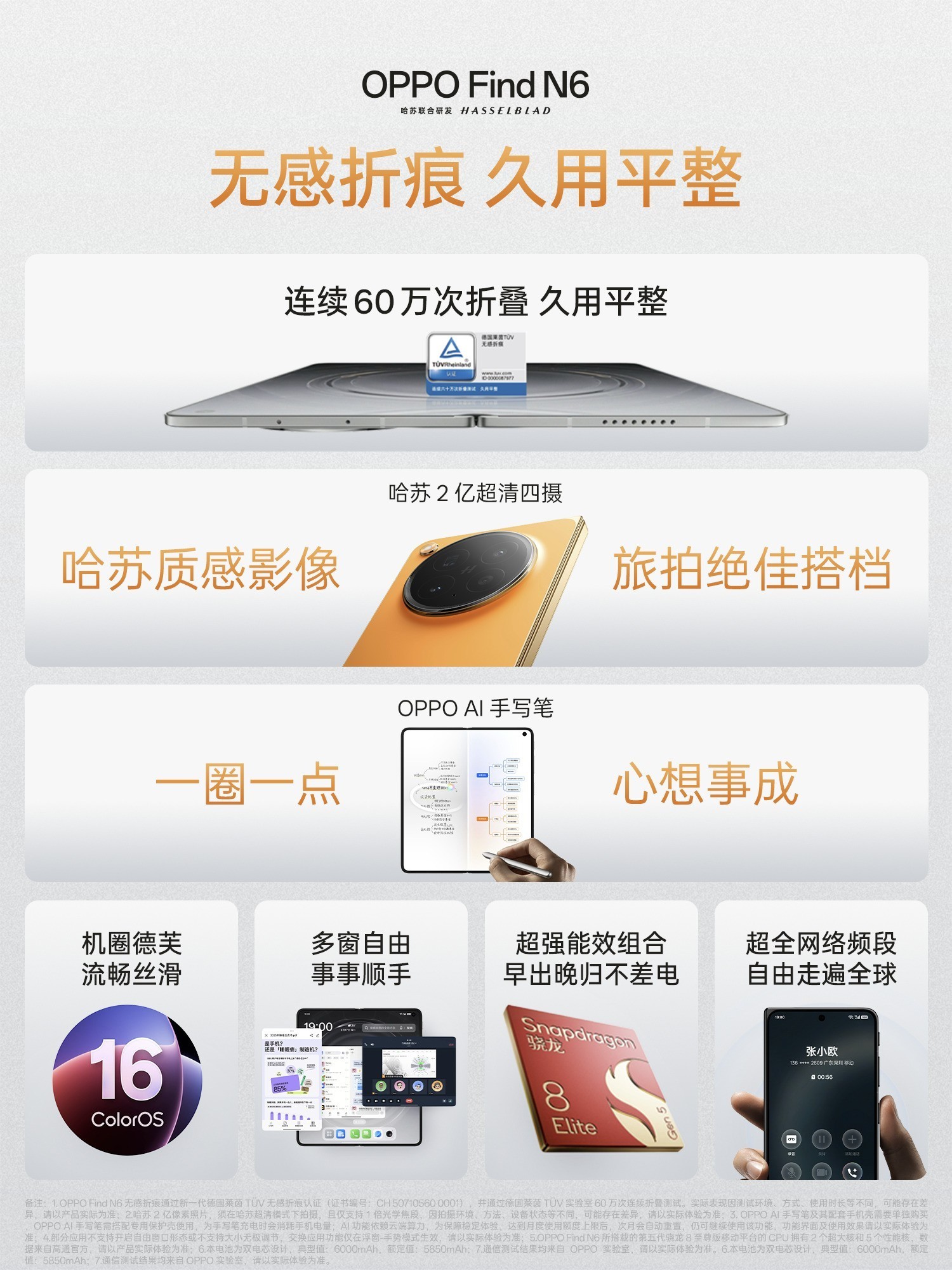 折痕无感 哈苏加持，OPPO Find N6发布9999元起