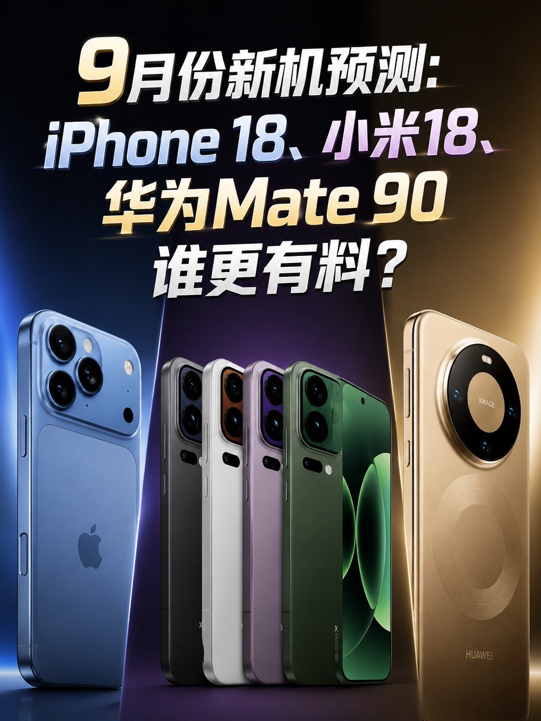 9月份新机预测:iPhone 18、小米18、华为Mate 90谁更有料?